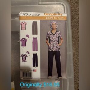 Simplicity Scrub Top and Scrub Pants with Protective Hat Sewing Pattern